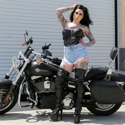 Hayden Hellfire in 'Burning Angel' Motorcycle Stripper (Thumbnail 1)